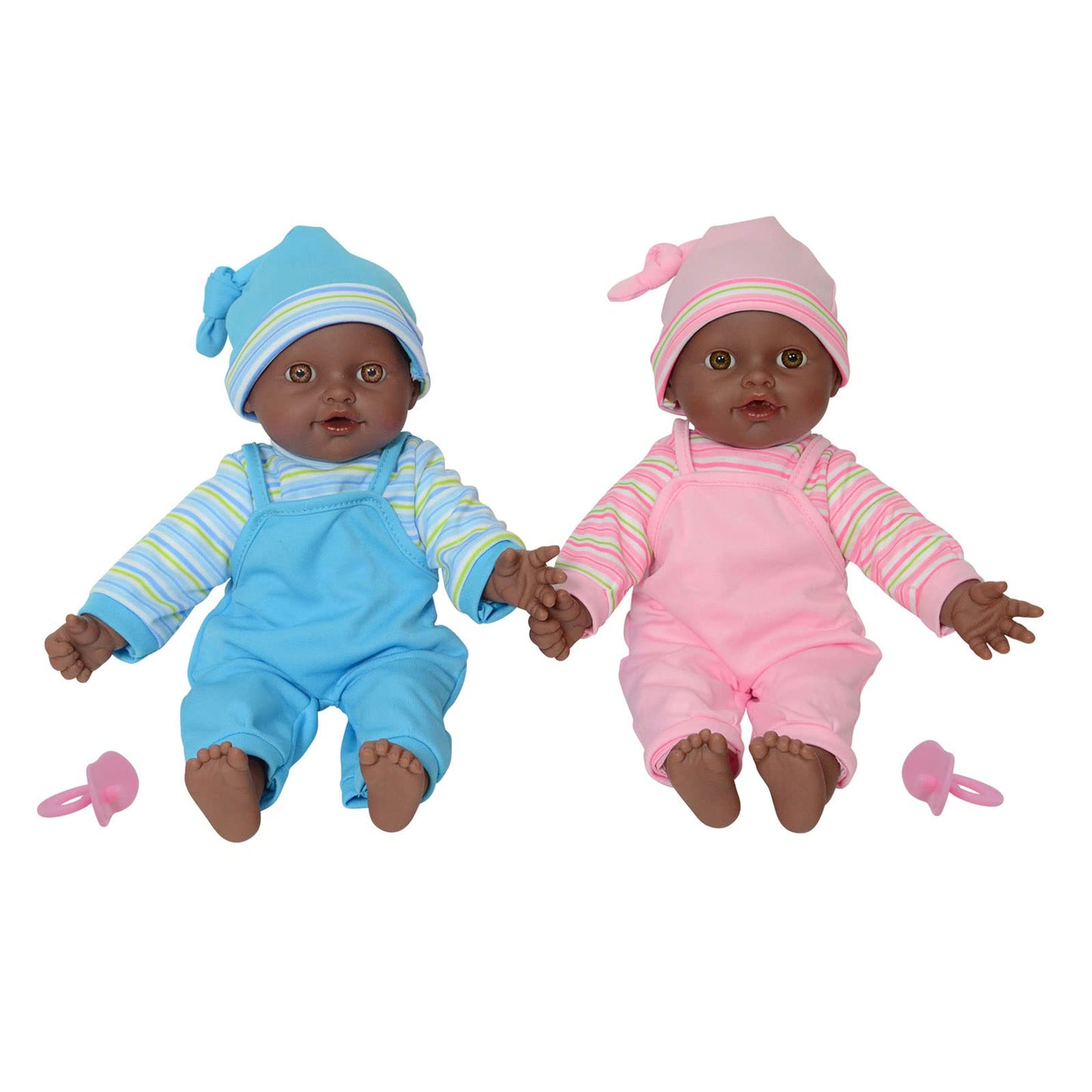 The New York Doll Collection Twin Dolls (African American) – 12-Inch, Washable Outfits, Pacifier