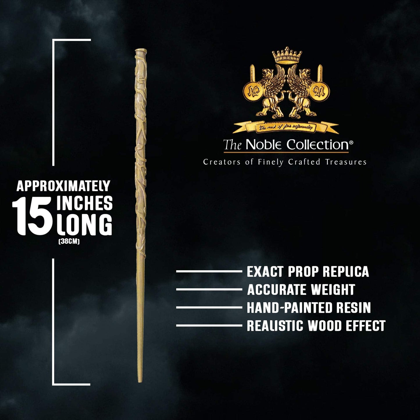 The Noble Collection Hermione Granger's Wand with Ollivanders Wand Box - 15-Inch Authentic Prop Replica