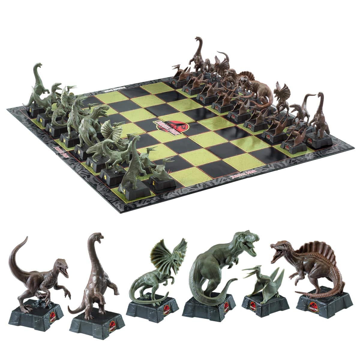 The Noble Collection Jurassic Park Chess Set – Officially Licensed Dinosaurs on a Stone-Texture Board