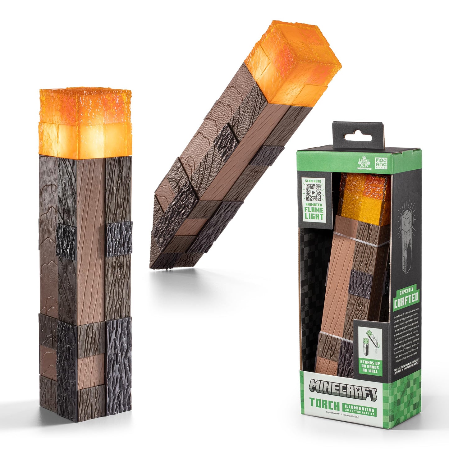 The Noble Collection Minecraft Torch Illuminating Collector – LED Flicker Torch for Minecraft Fans