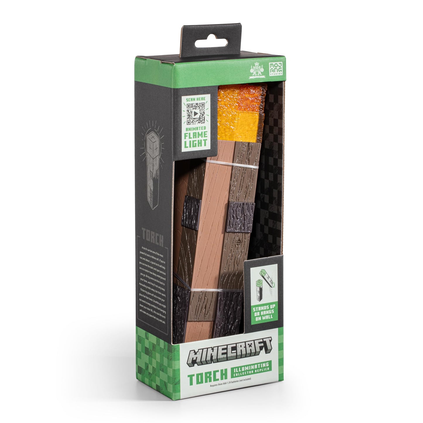 The Noble Collection Minecraft Torch Illuminating Collector – LED Flicker Torch for Minecraft Fans