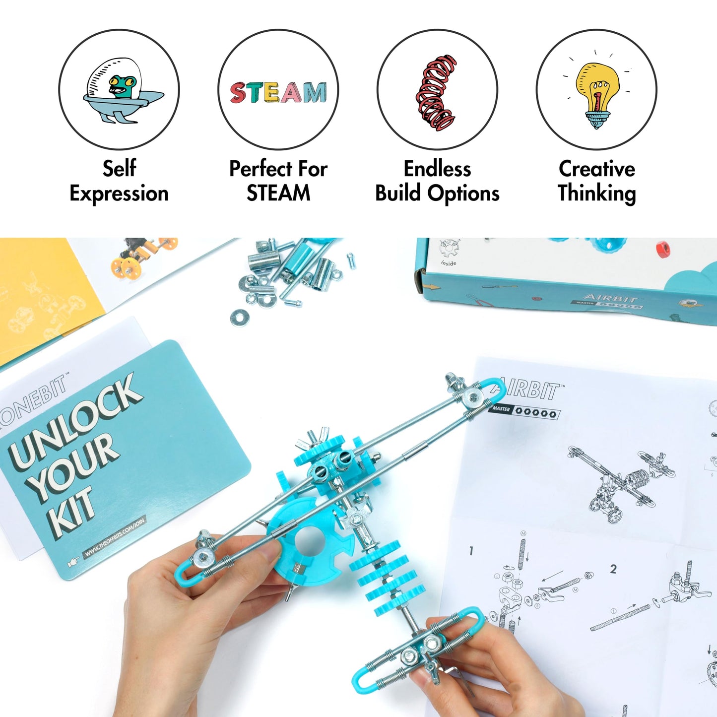 The OFFBITS AirBit – Build Your Own Airplane STEM Kit for Kids 8-12 & Curious Adults