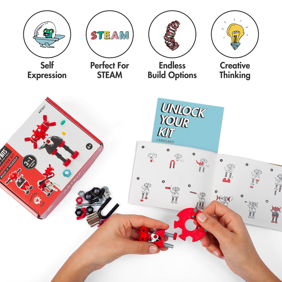 The Off Bits ArtBit: Build Your Own Robot – STEM Construction Kit for Kids 6+