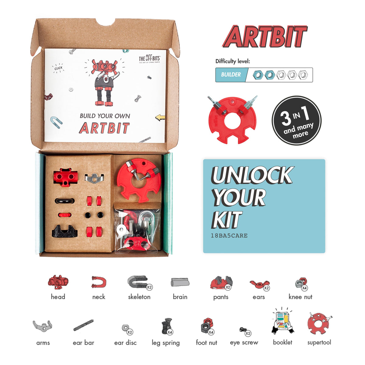 The Off Bits ArtBit: Build Your Own Robot – STEM Construction Kit for Kids 6+