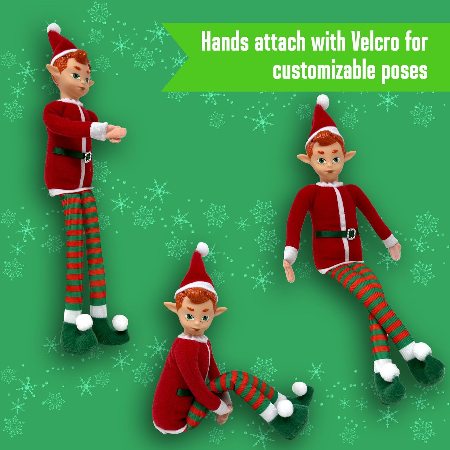 The Original Elf 12-inch Plush Christmas Elf Doll – Poseable Shelf Sitter & Tree Topper