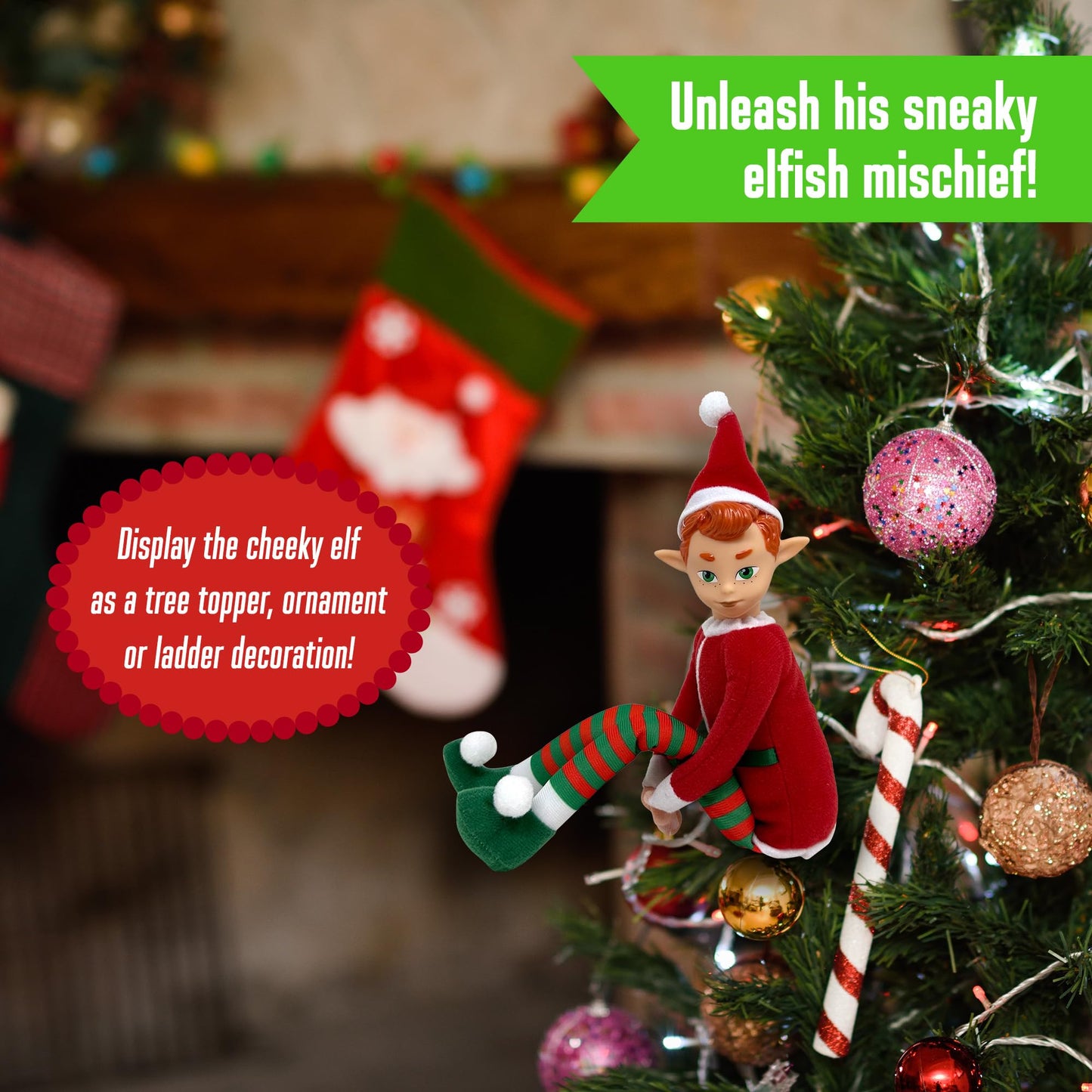 The Original Elf 12-inch Plush Christmas Elf Doll – Poseable Shelf Sitter & Tree Topper