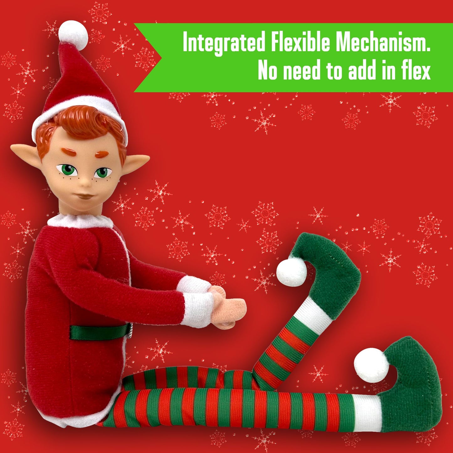 The Original Elf 12-inch Plush Christmas Elf Doll – Poseable Shelf Sitter & Tree Topper