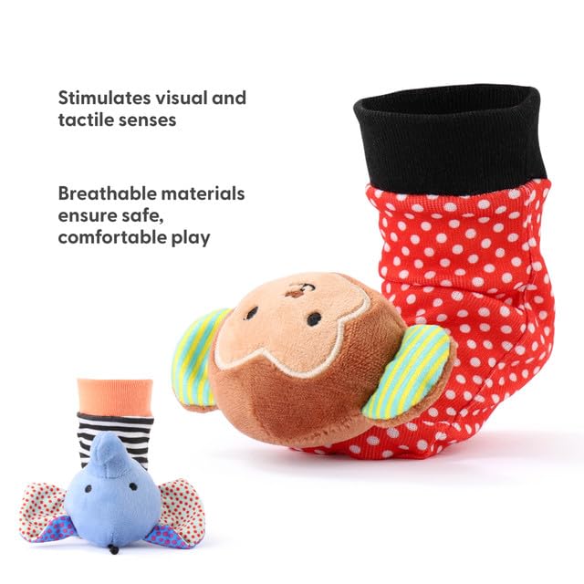 The Peanutshell Sock Rattles (5-Pack) – Safari High-Contrast Baby Toys 0-6 Months