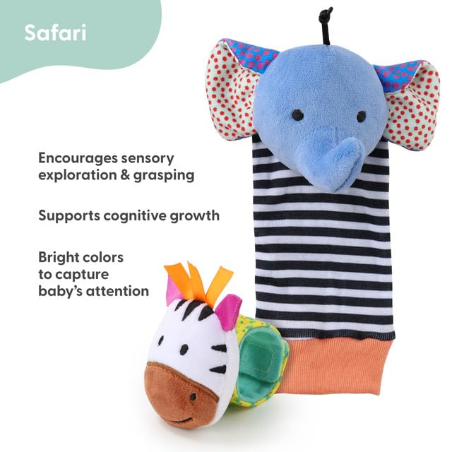 The Peanutshell Sock Rattles (5-Pack) – Safari High-Contrast Baby Toys 0-6 Months