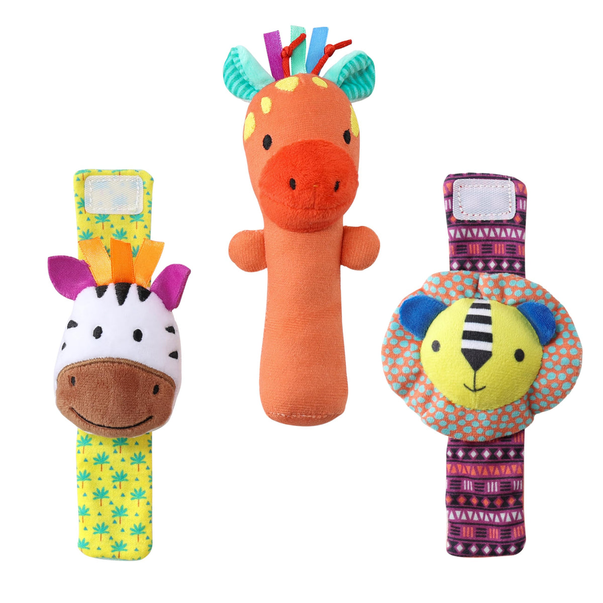 The Peanutshell Sock Rattles (5-Pack) – Safari High-Contrast Baby Toys 0-6 Months