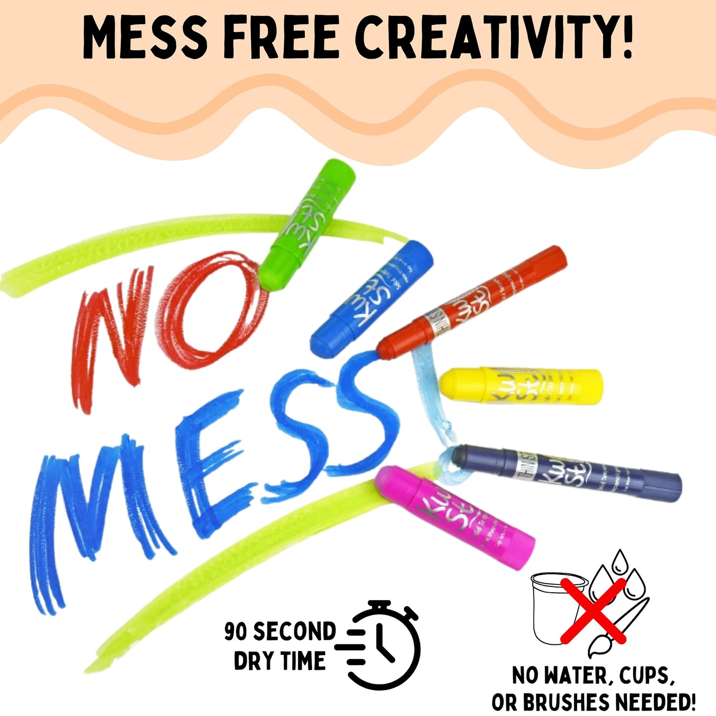 The Pencil Grip Kwik Stix Neon 6-Pack – Quick-Dry Tempera Paint Sticks (TPG-610)