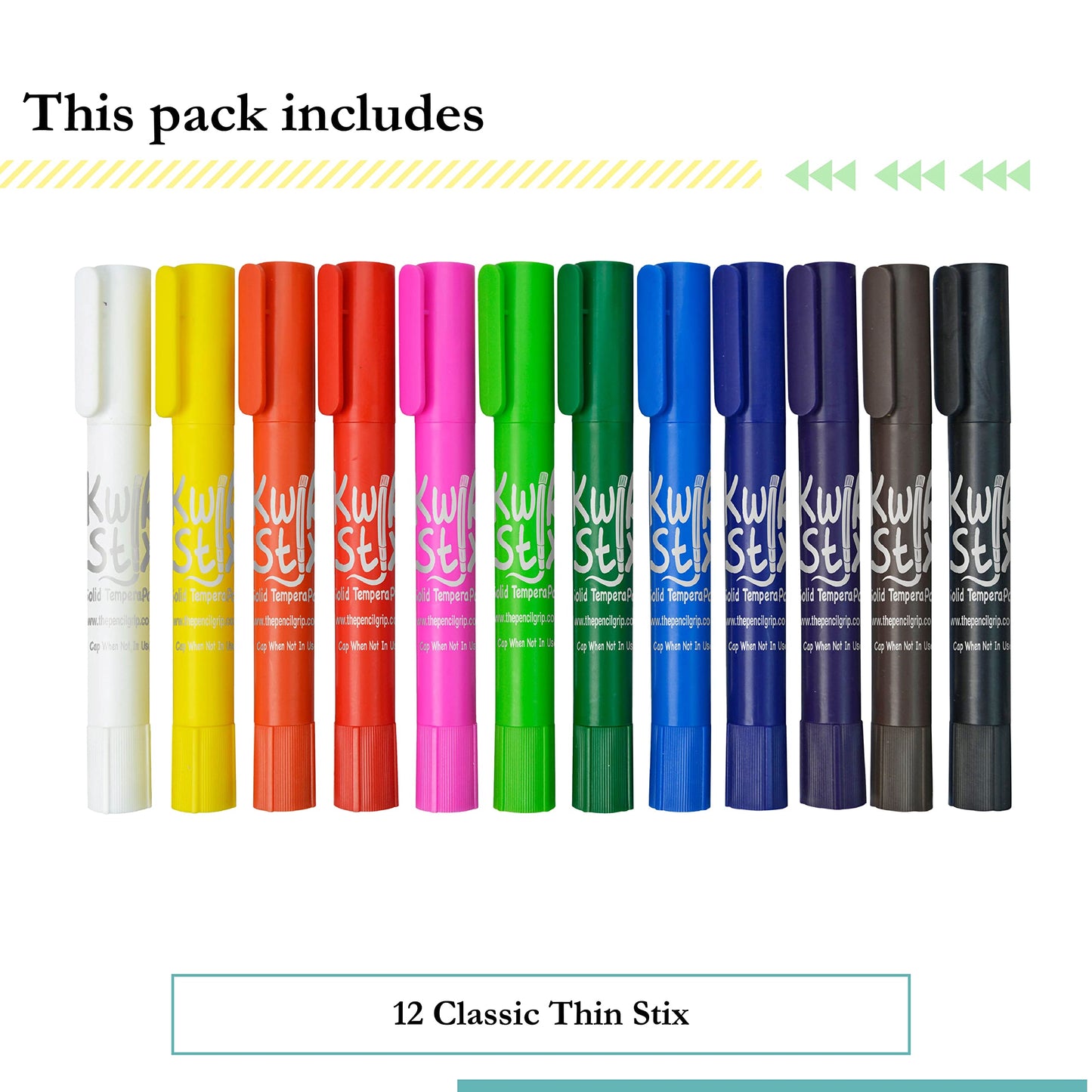 Kwik Stix 12-Pack Tempera Paint Pens by The Pencil Grip – Quick-Dry, Mess-Free