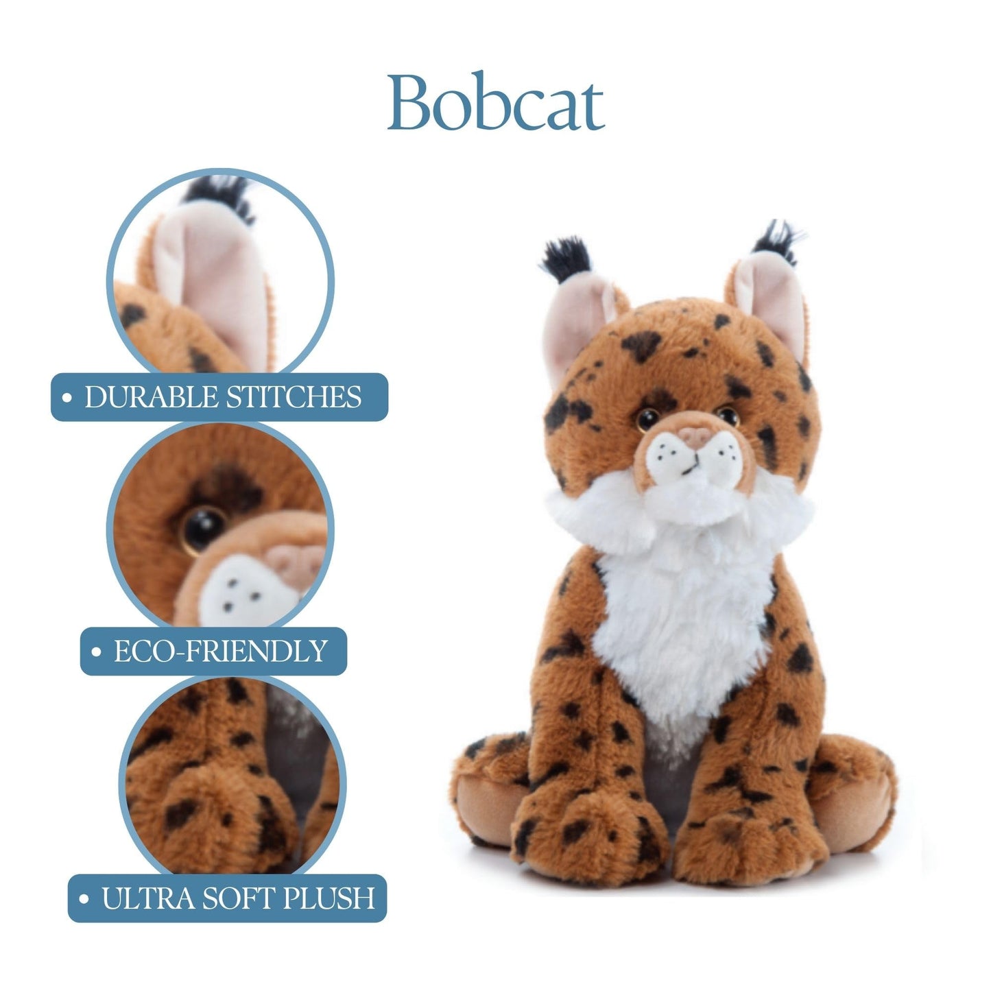 The Petting Zoo Bobcat Stuffed Animal – 12 inch Plush Gift for Kids