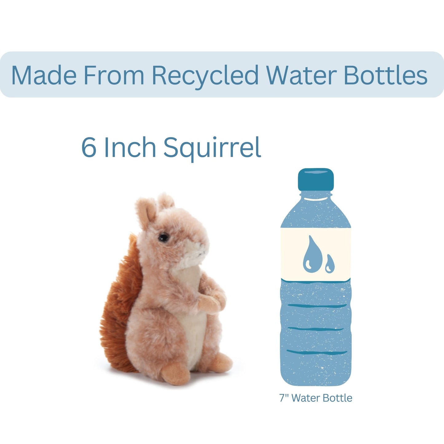 The Petting Zoo Brown Squirrel Plushie – 6 Inch Recycled Plush Toy for Kids