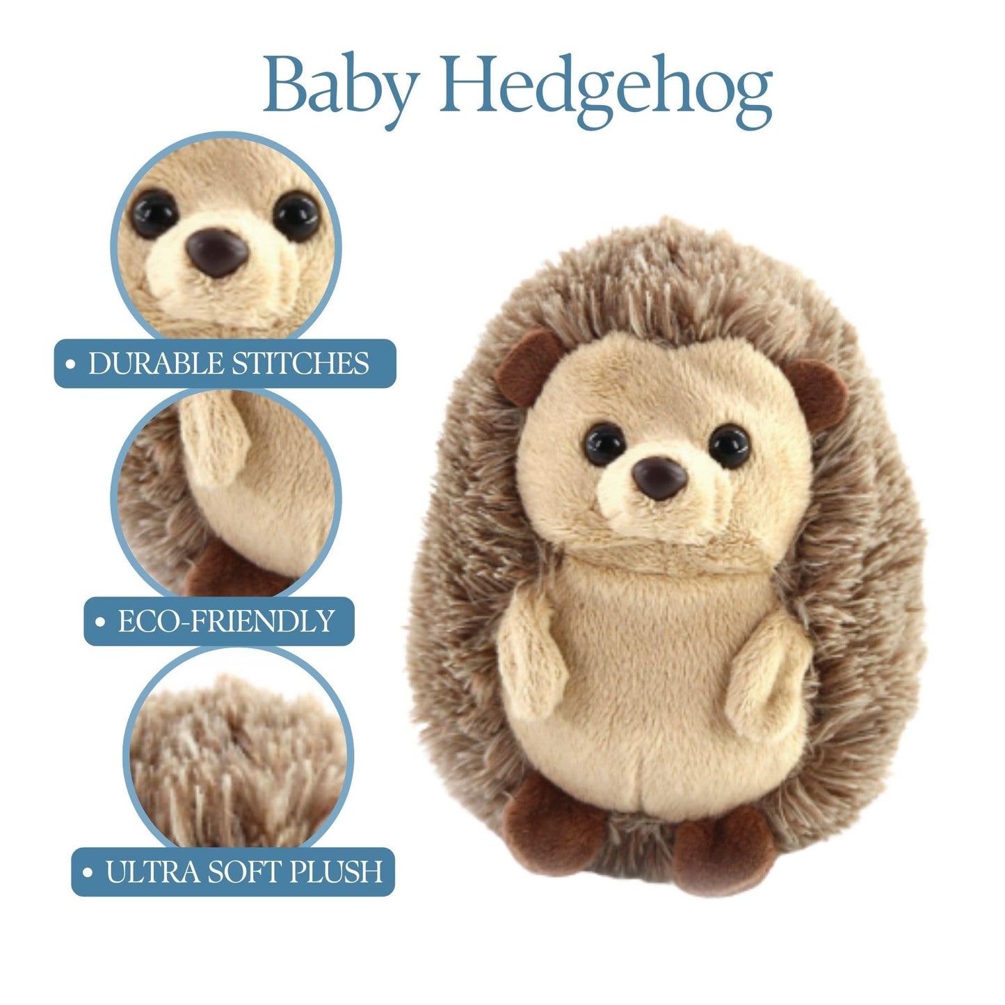 The Petting Zoo Hedgehog Plush Toy — 6-Inch Hedgehog Stuffed Animal, Eco-Friendly Gift
