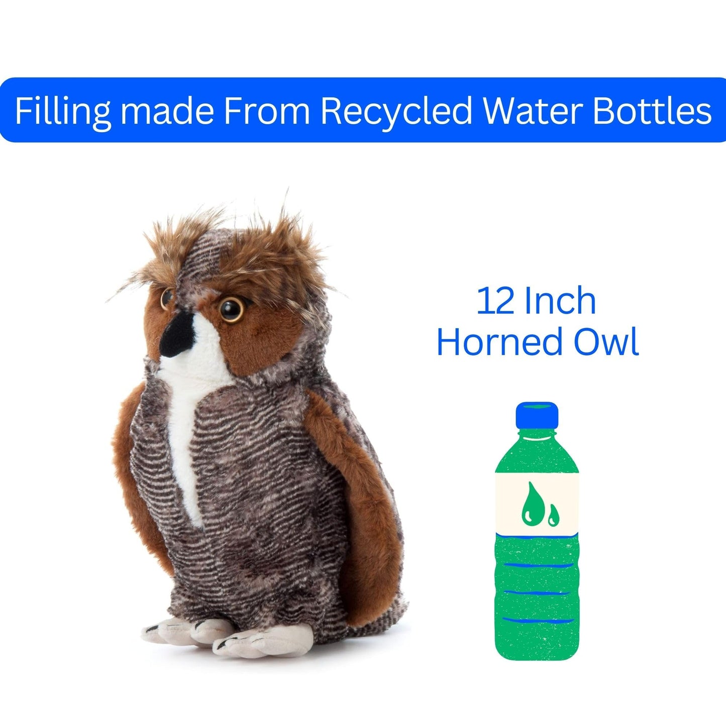 The Petting Zoo Horned Owl Plush Toy – 12-Inch Cuddly Gift for Kids