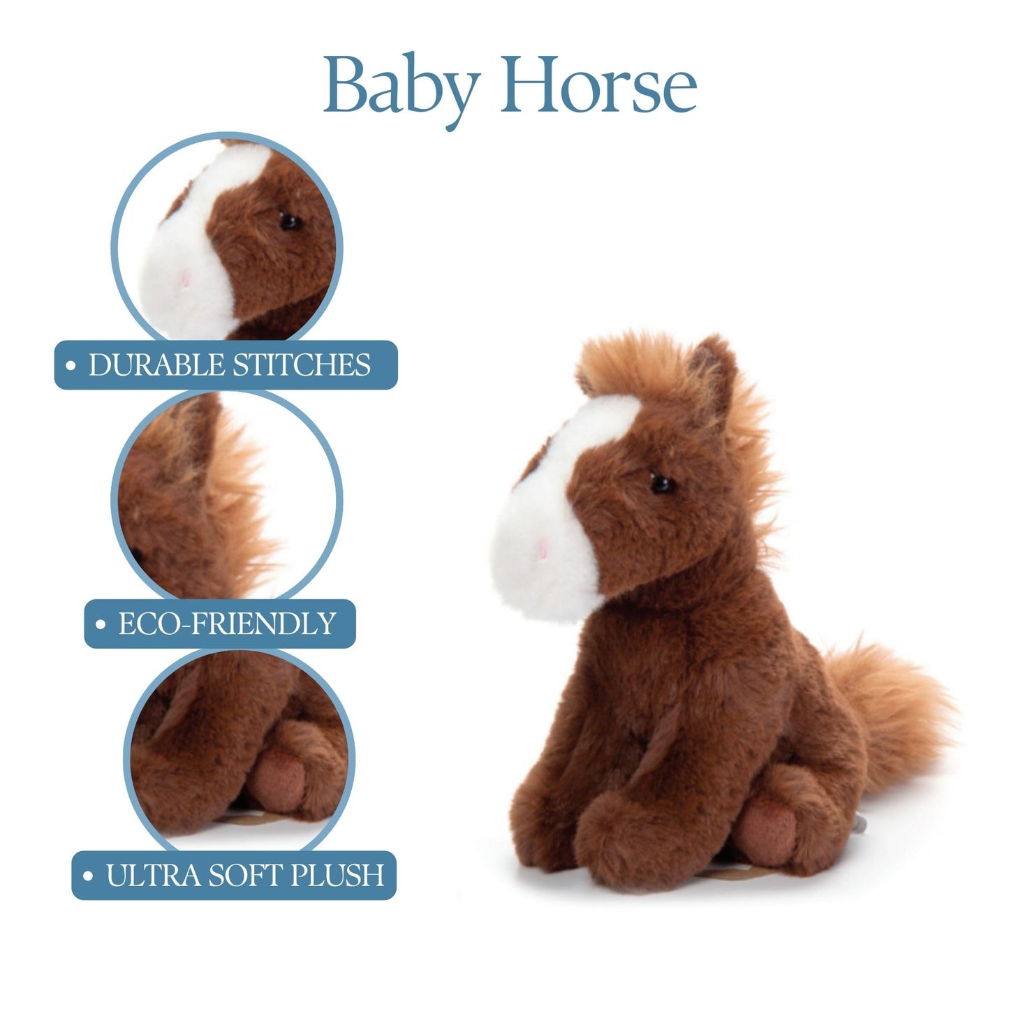 The Petting Zoo Horse Plush Toy – 6-inch Brown Horse, Eco-Friendly Kids Gift