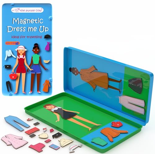 The Purple Cow Magnetic Dress Me Up – Portable Off-Screen Travel Game Box for Kids & Adults