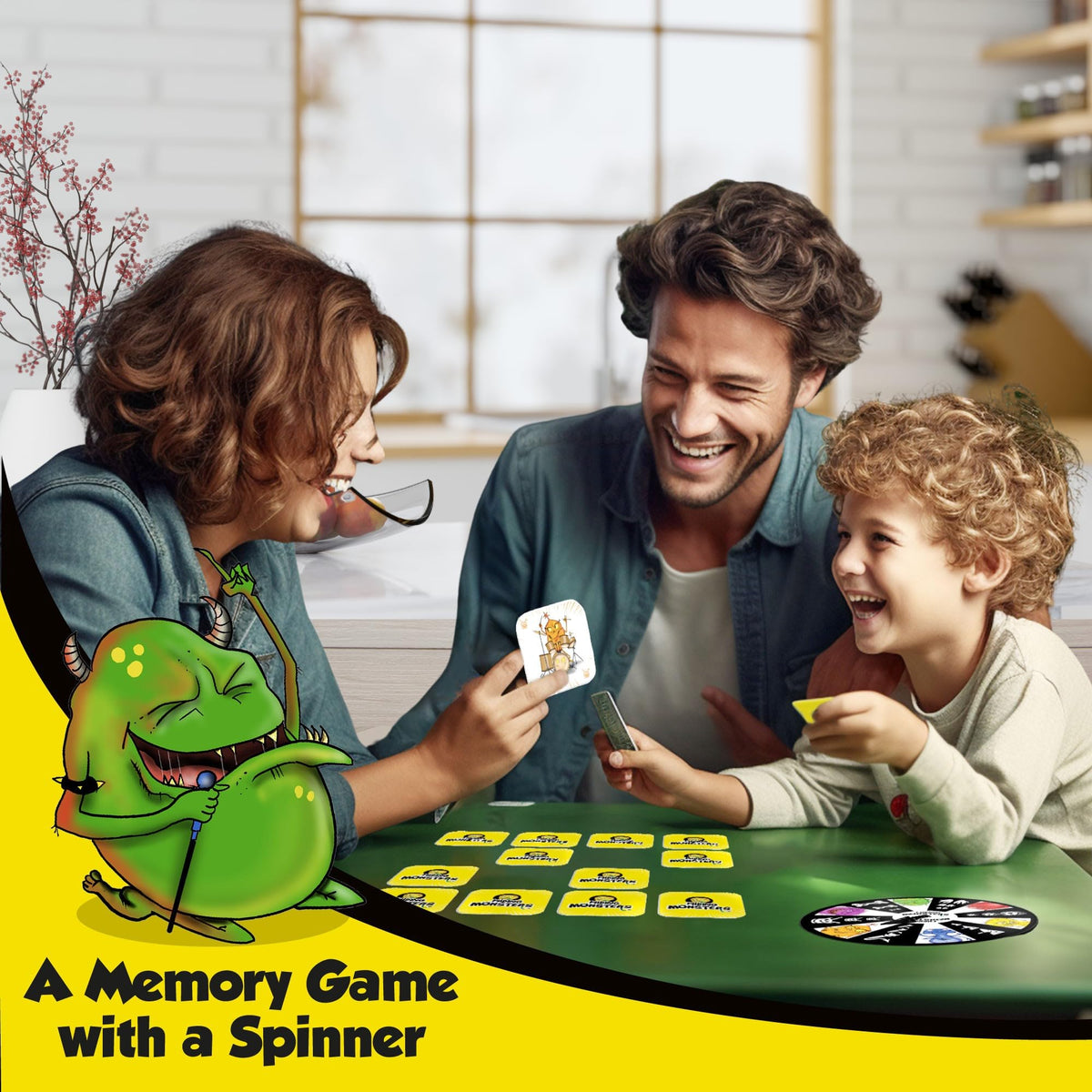 THE PURPLE OWL Hiding Monsters Memory Card Game with Spinner Wheel - Fun, Easy-to-Play Match for Kids 4-12