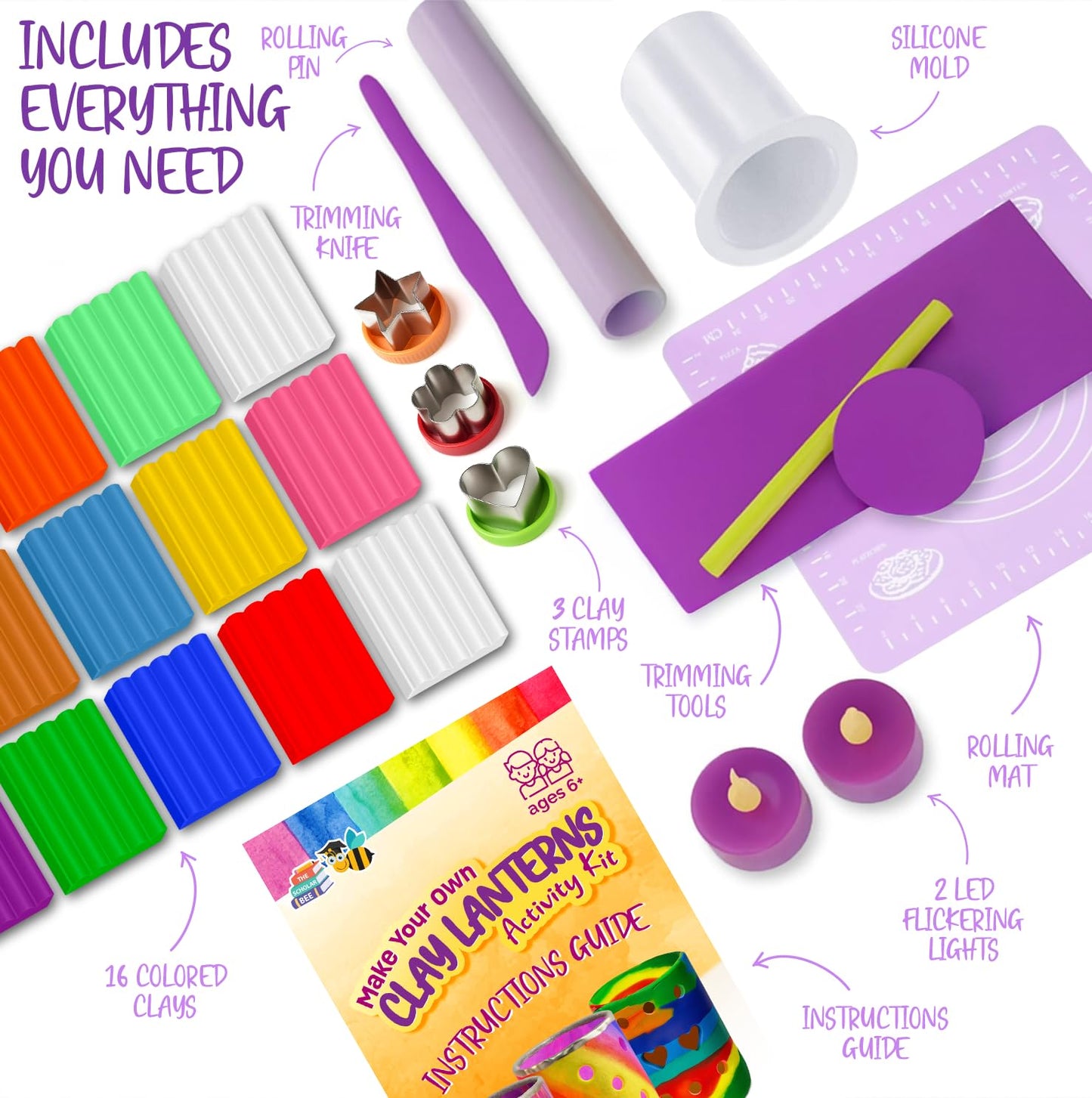 Light-up Clay Lanterns Making Kit by The Scholar Bee | Creative DIY Crafts for Kids 8–14