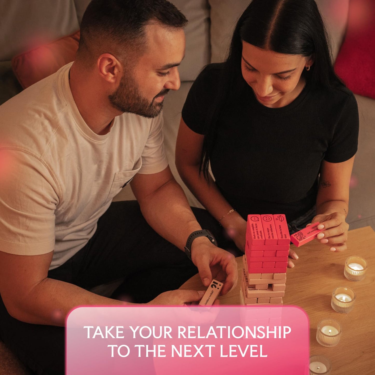 The Sensual Lab 54 Pink Blocks – Spicy Adult Tower Game for Couples & Date Nights