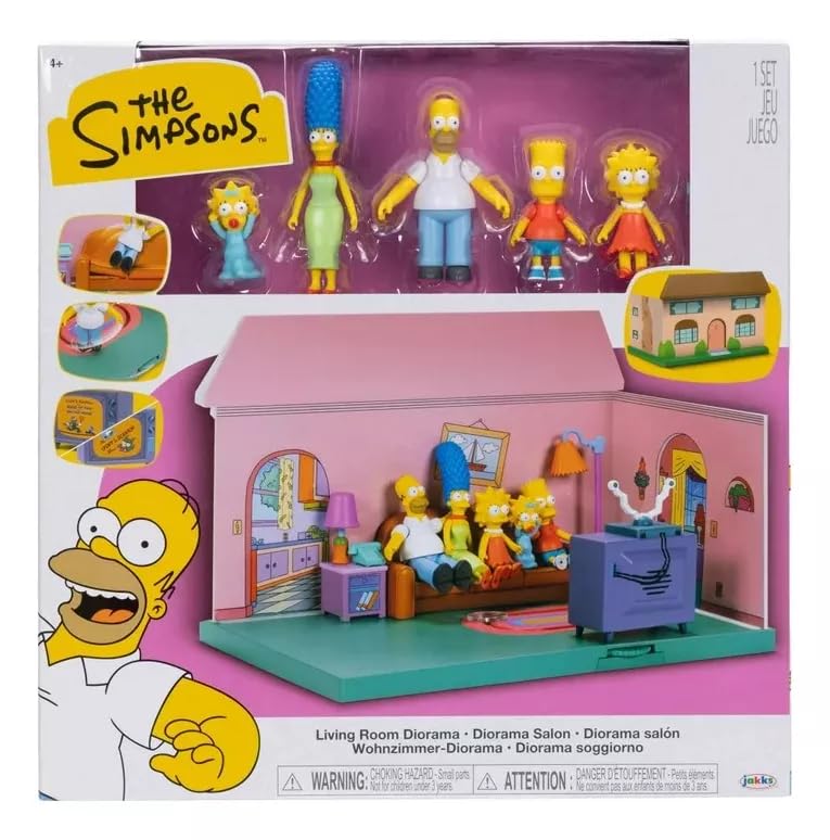 Jakks Pacific The Simpsons Diorama Living Room Playset – Interactive Figures, Ages 4+