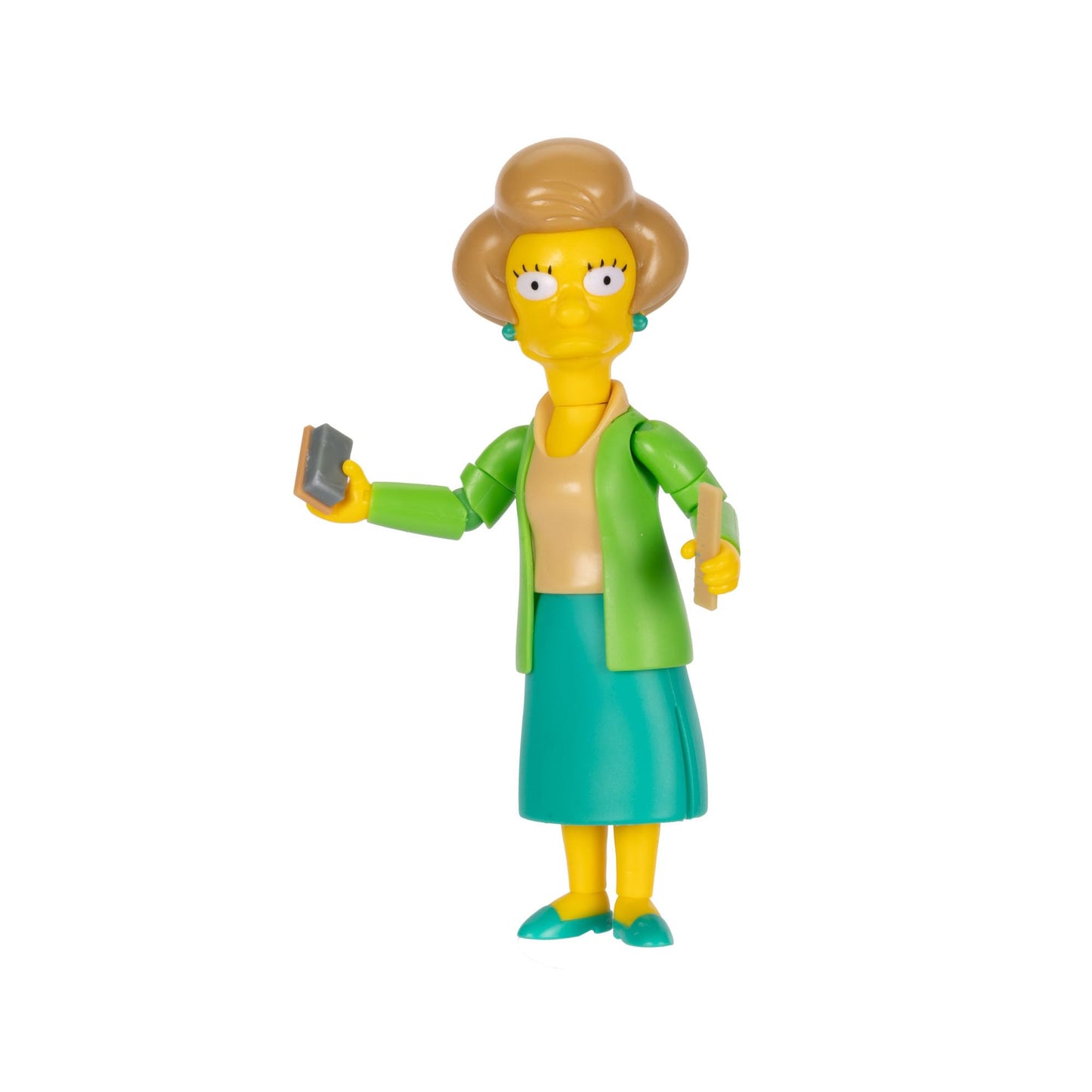 The Simpsons Edna Krabappel 5-Inch Action Figure with Chalk & Ruler | 14-Point Articulation