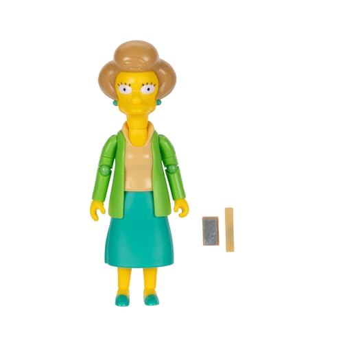 The Simpsons Edna Krabappel 5-Inch Action Figure with Chalk & Ruler | 14-Point Articulation