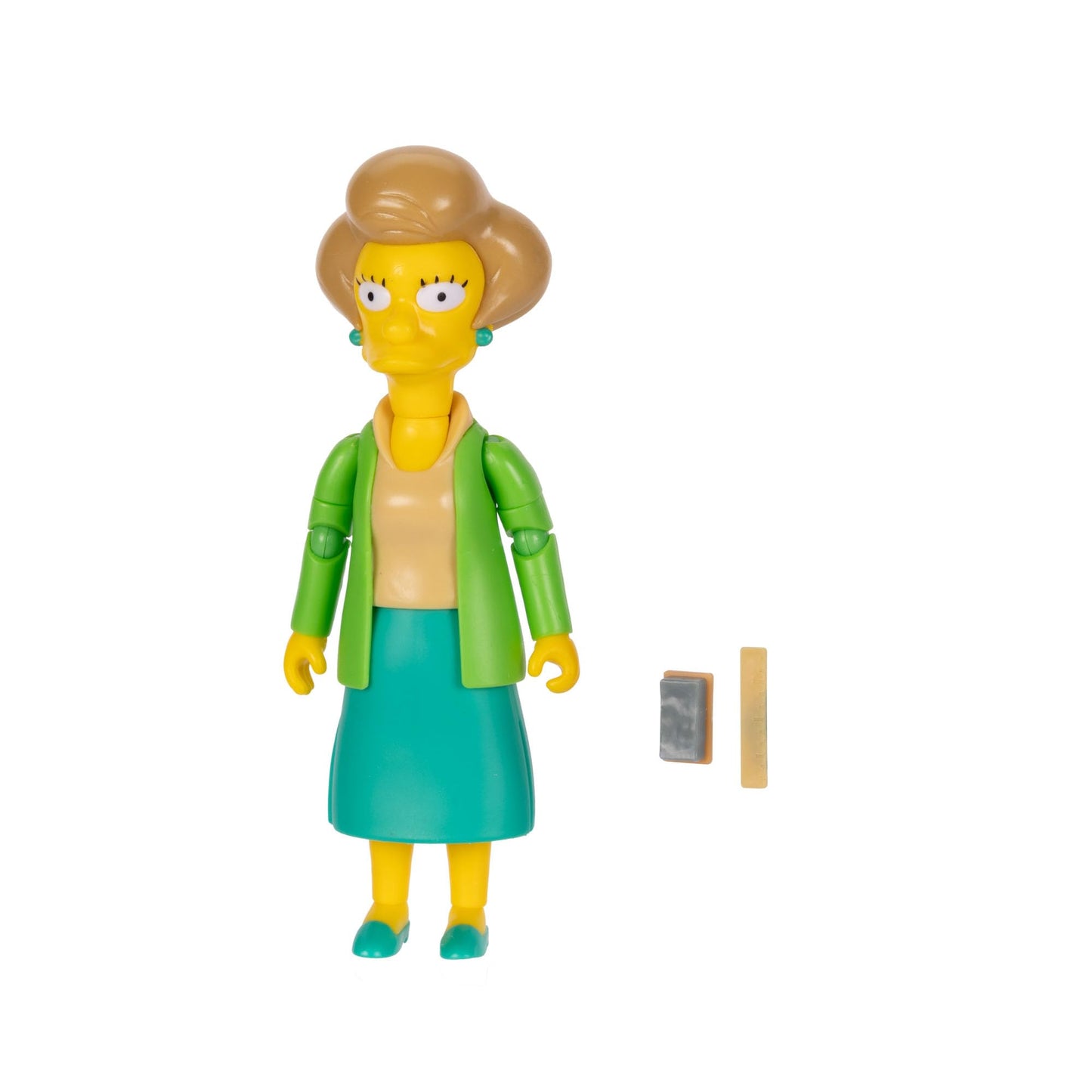 The Simpsons Edna Krabappel 5-Inch Action Figure with Chalk & Ruler | 14-Point Articulation