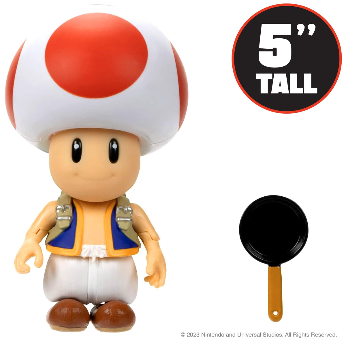 The Super Mario Bros. Movie 5-Inch Toad Figure with Frying Pan Accessory – Series 1