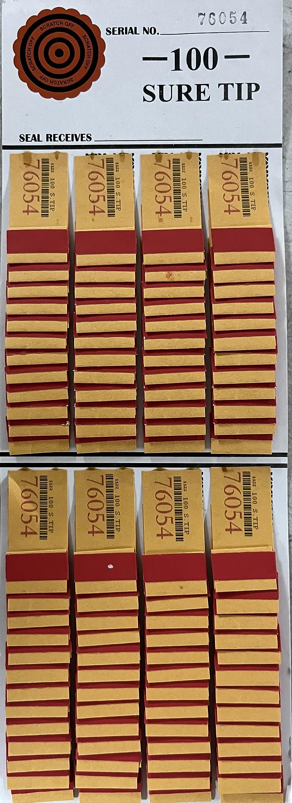 The Ticket Gurus 100 Sure Tip Board (12ct) – Sealed Tip Game for At-Home Fun