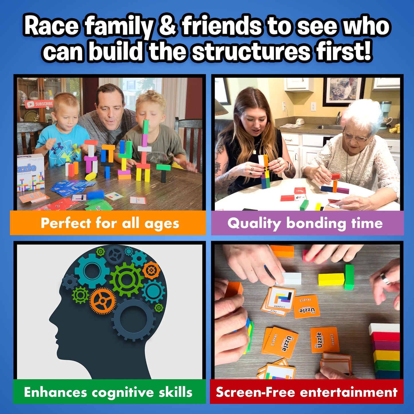 The Uzzle Stack Royale Board Game – Fast, Fun Color Block Puzzles for Ages 4+
