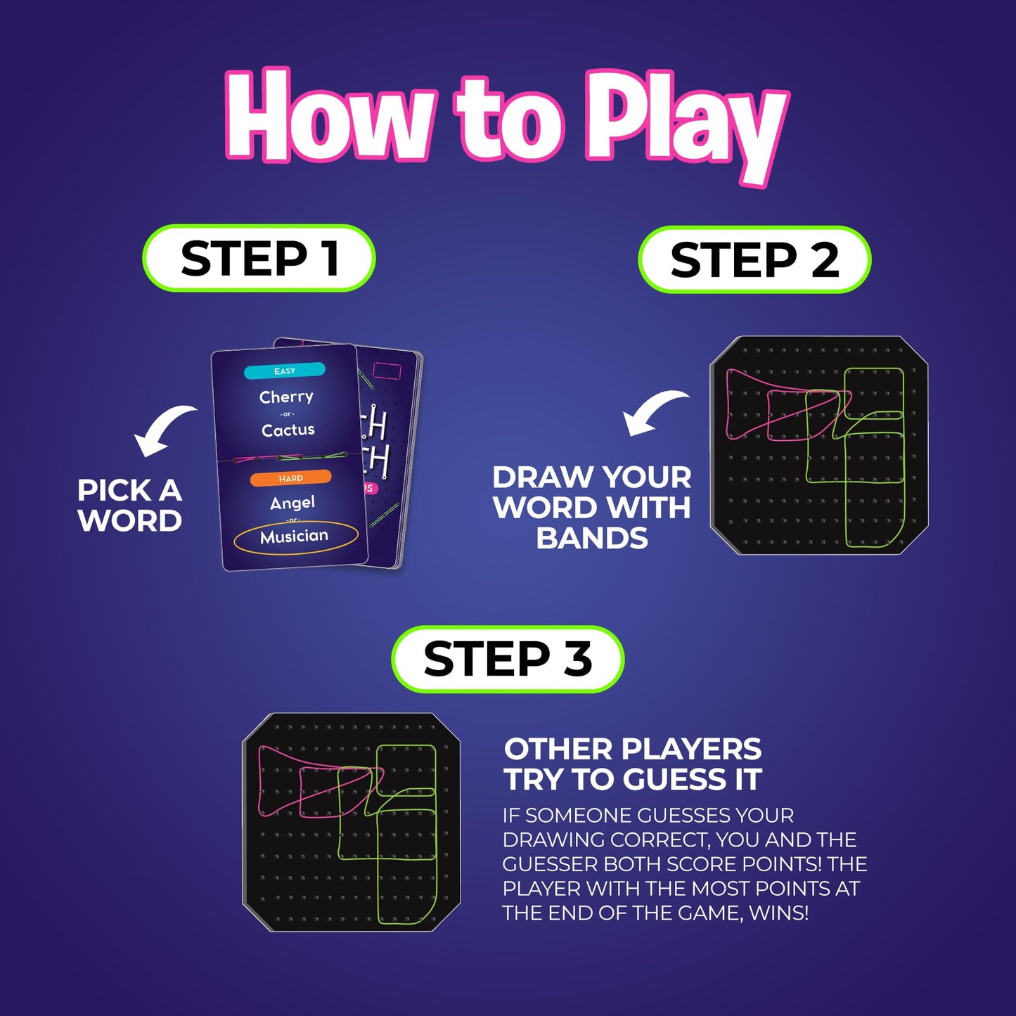 The Uzzle Stretch & Sketch Peg Board Game – Expert-Level Challenges for 3-6 Players (Ages 6+)
