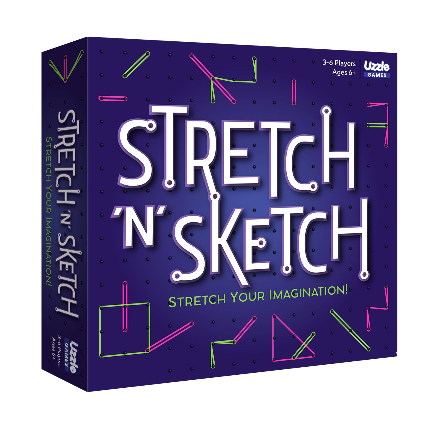 The Uzzle Stretch & Sketch Peg Board Game – Expert-Level Challenges for 3-6 Players (Ages 6+)