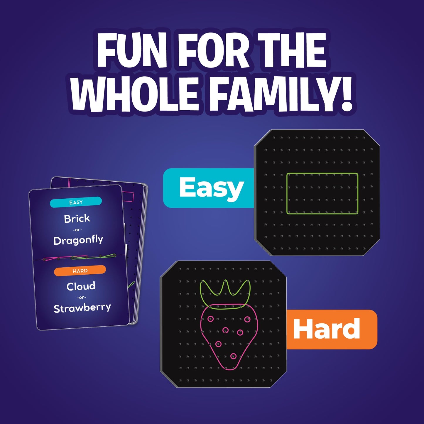 The Uzzle Stretch & Sketch Peg Board Game – Expert-Level Challenges for 3-6 Players (Ages 6+)