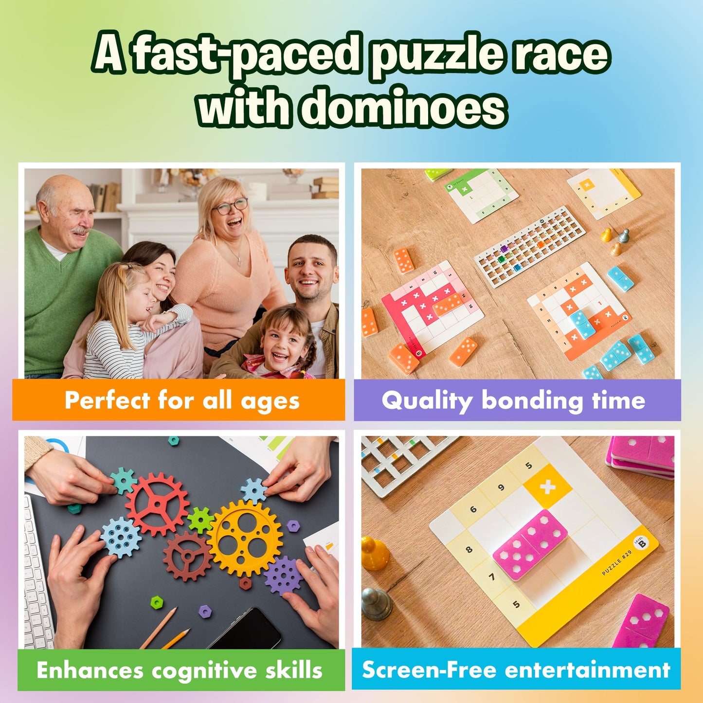 The Uzzle Sudonumo Domino - 24 Dominoes, 120 Puzzles, Levels A-D, 2-4 Players