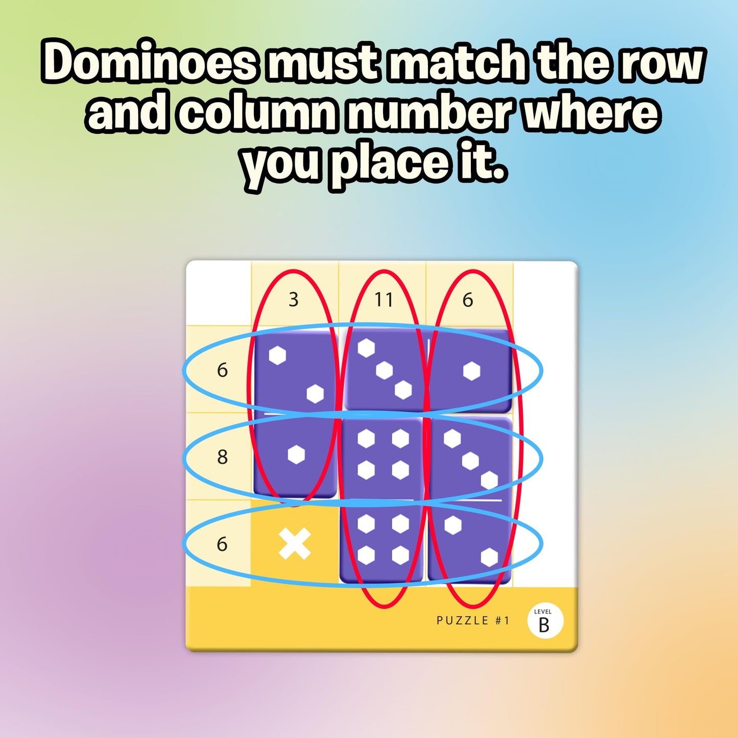 The Uzzle Sudonumo Domino - 24 Dominoes, 120 Puzzles, Levels A-D, 2-4 Players