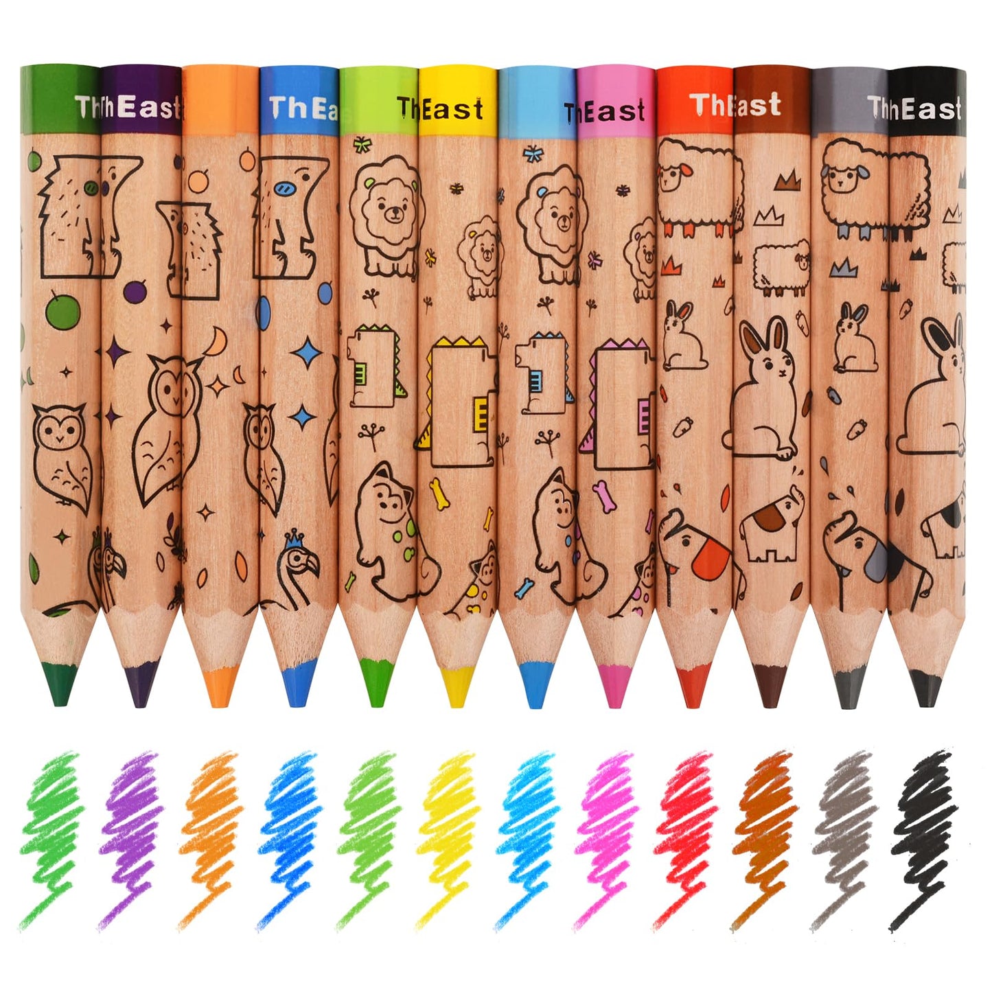 ThEast Toddlers Colored Pencils – 12-Color Set with Sharpener (Pack of 1)