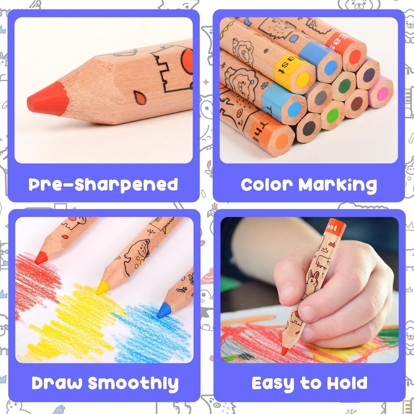 ThEast Toddlers Colored Pencils – 12-Color Set with Sharpener (Pack of 1)