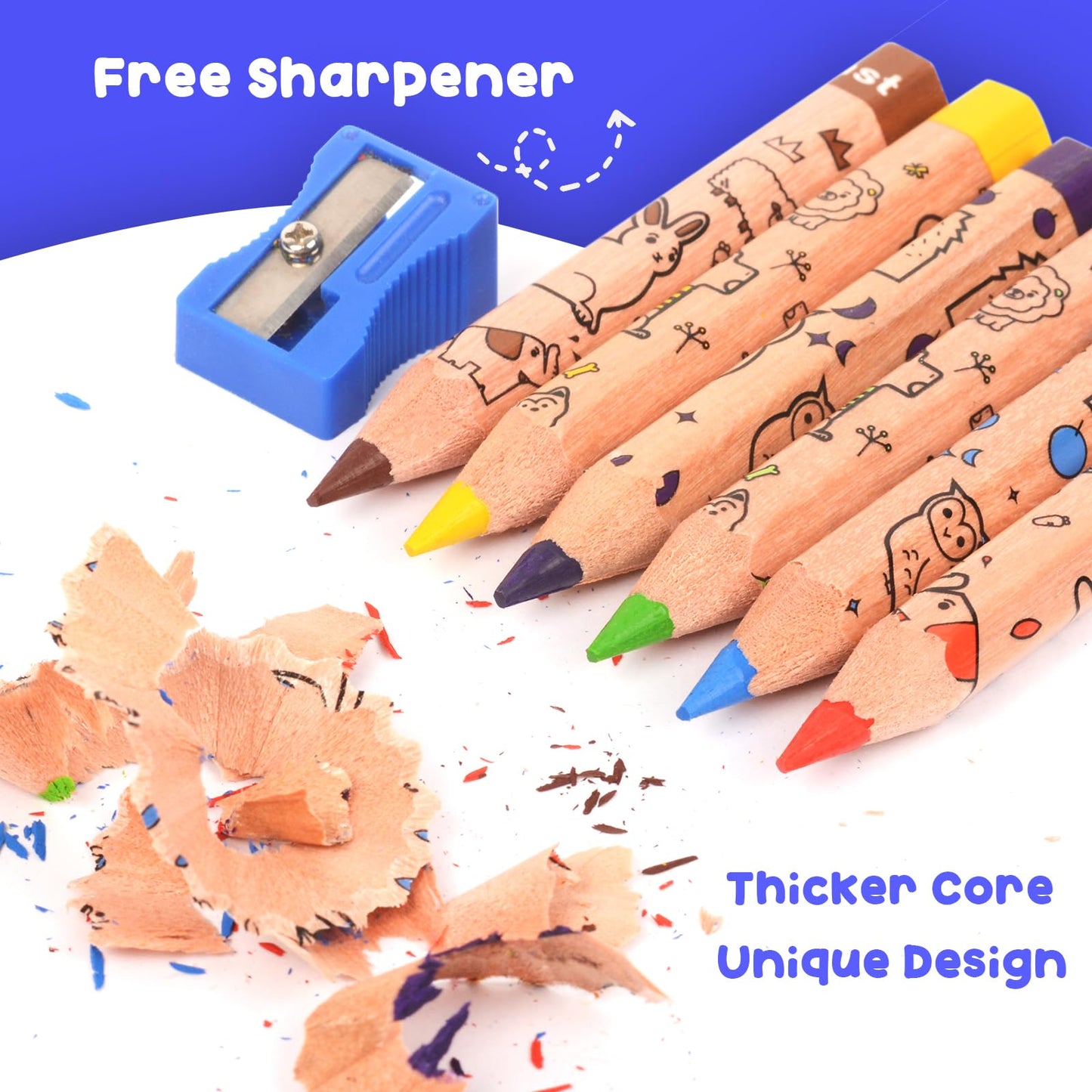 ThEast Toddlers Colored Pencils – 12-Color Set with Sharpener (Pack of 1)