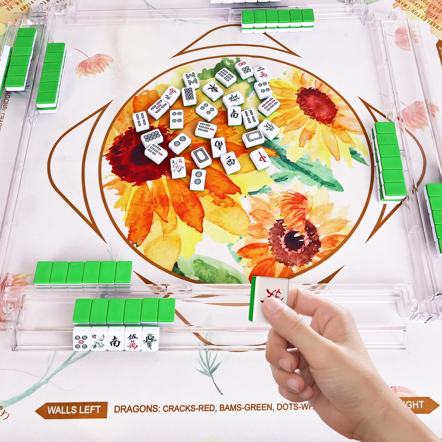 TheClouds Mahjong Racks with Pushers — 4pc Clear Tile Racks (1.2-inch) for American Mahjong