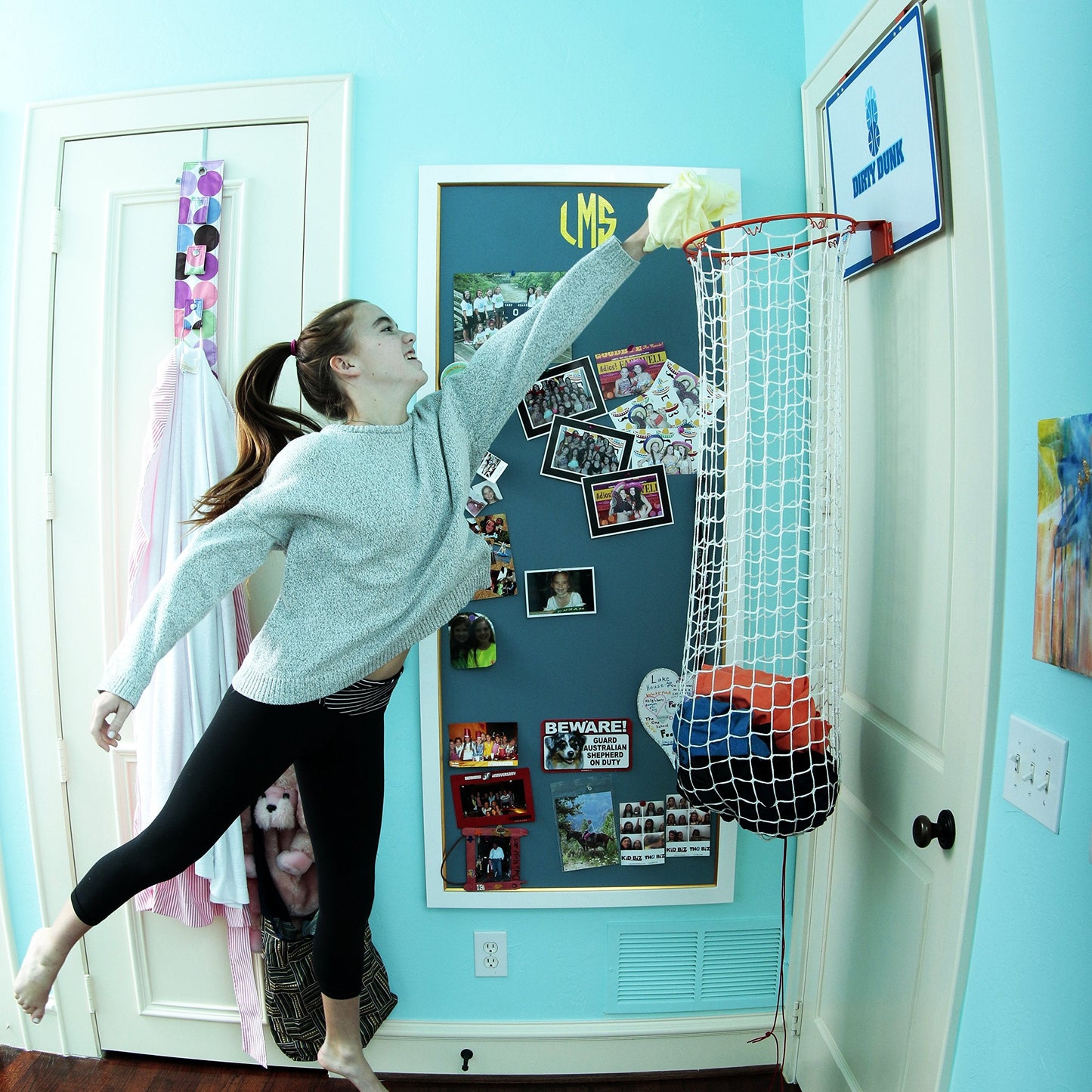 The Dunk Collection Dirty Dunk: Over-The-Door Basketball Hoop Laundry Hamper