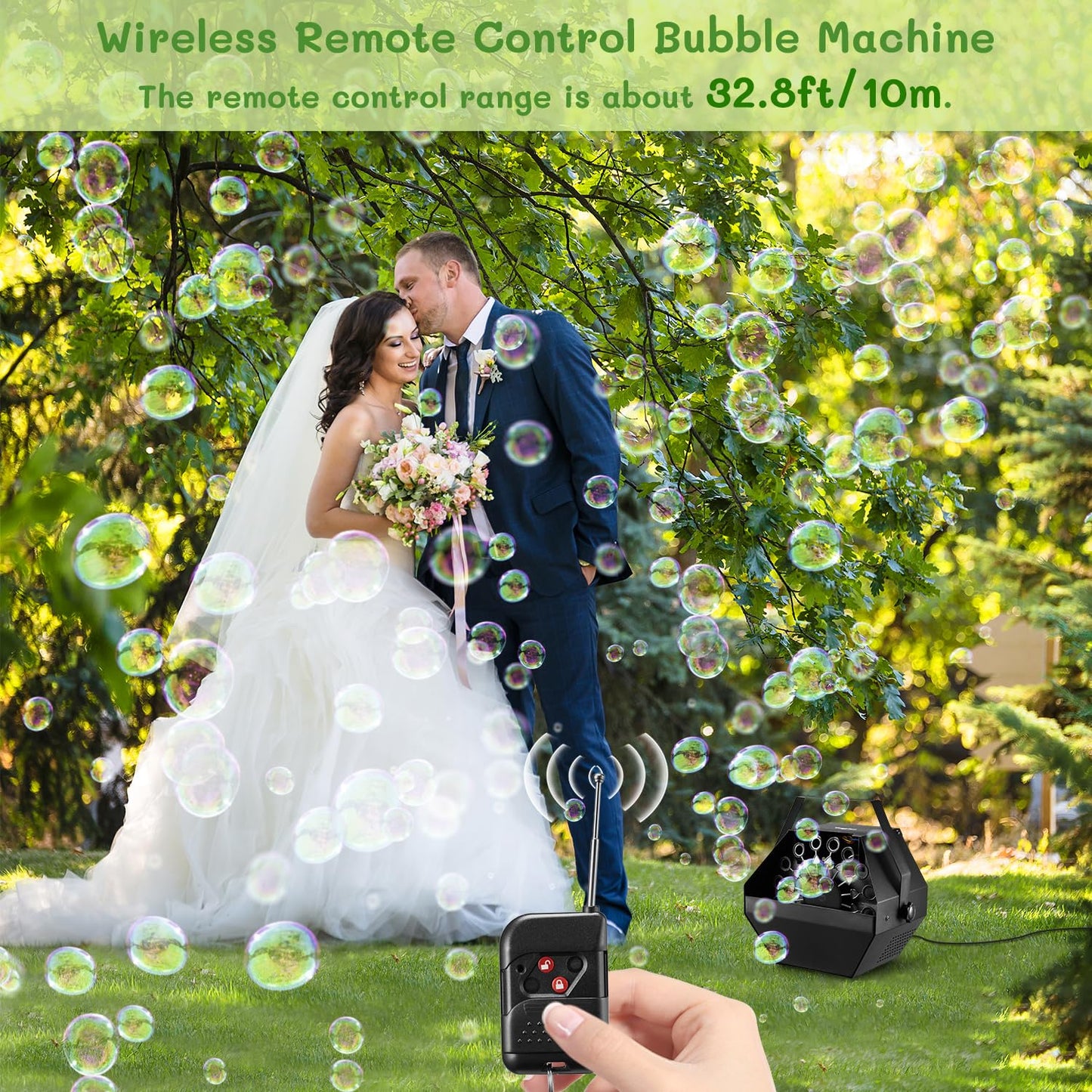 Theefun Bubble Machine with Remote Control — 750ML Metal Bubble Blower for Parties, Weddings & Events