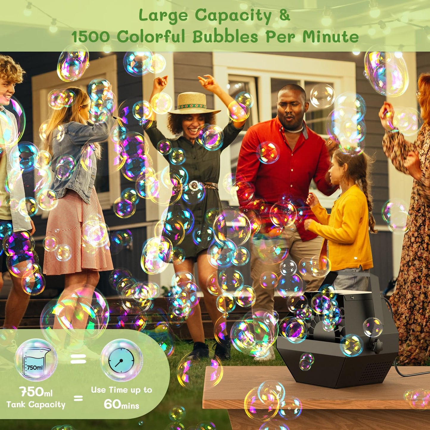 Theefun Bubble Machine with Remote Control — 750ML Metal Bubble Blower for Parties, Weddings & Events