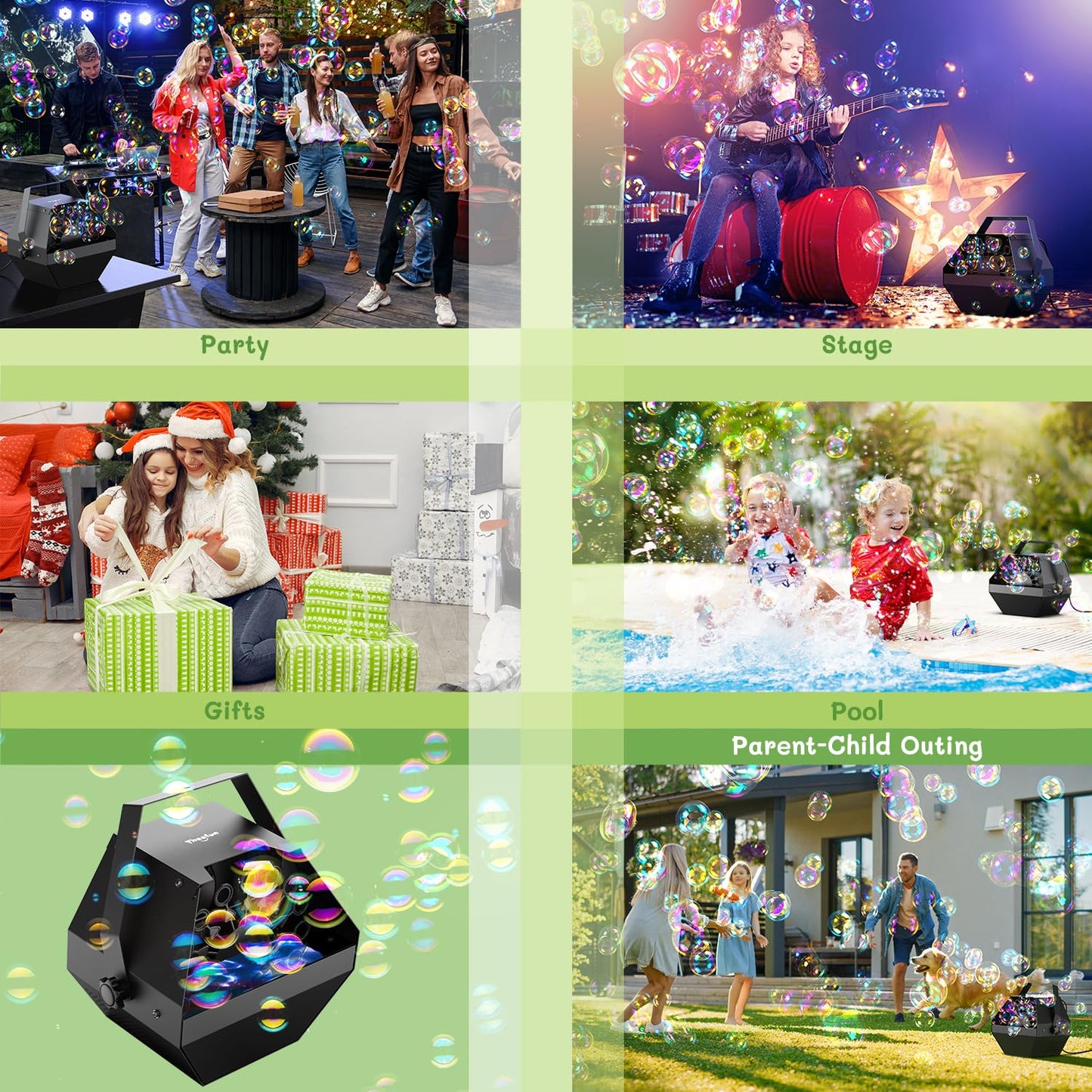 Theefun Bubble Machine with Remote Control — 750ML Metal Bubble Blower for Parties, Weddings & Events