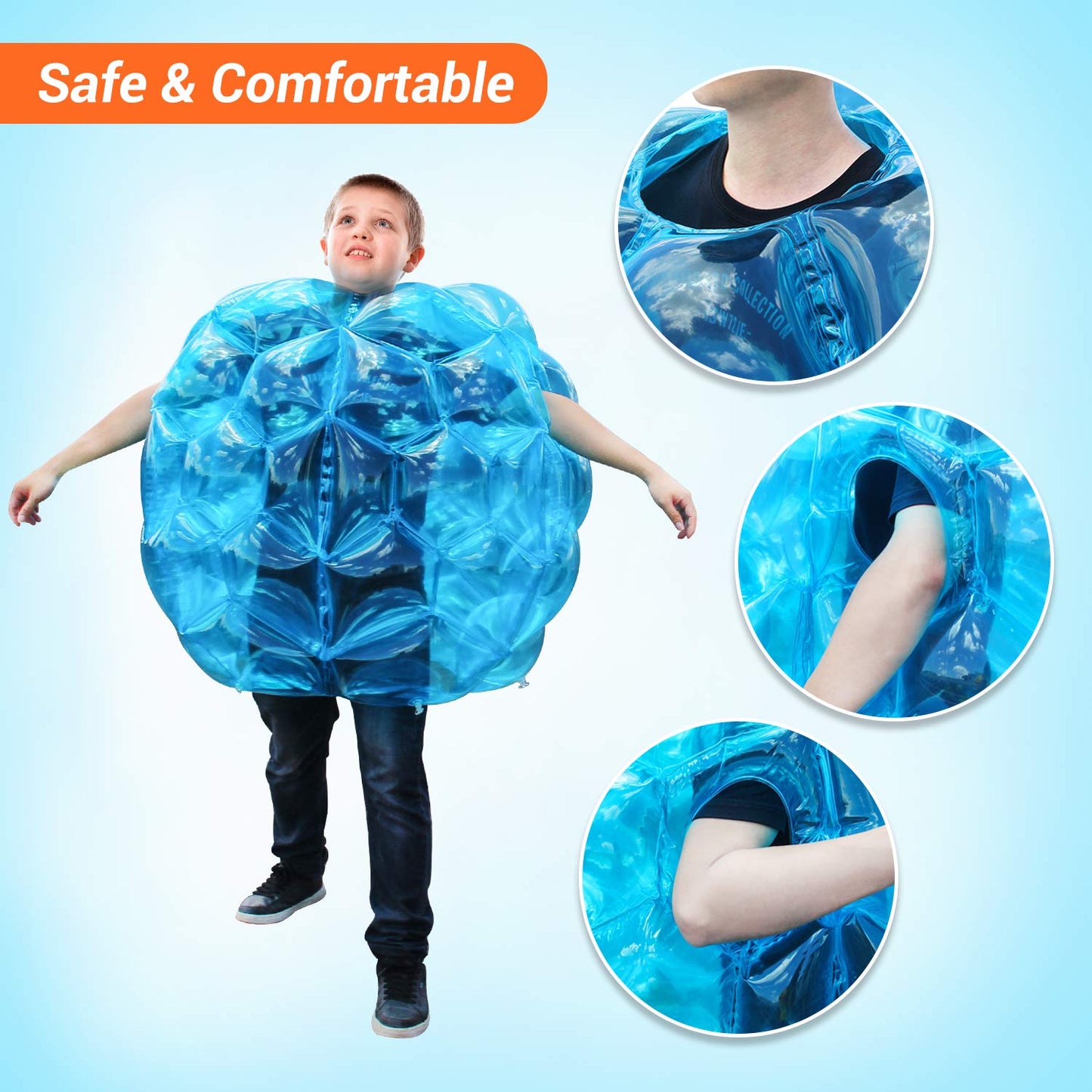 Theefun 2 Pack Bumper Balls – 36-Inch Blue Inflatable Sumo Balls for Outdoor Play (Kids & Adults)