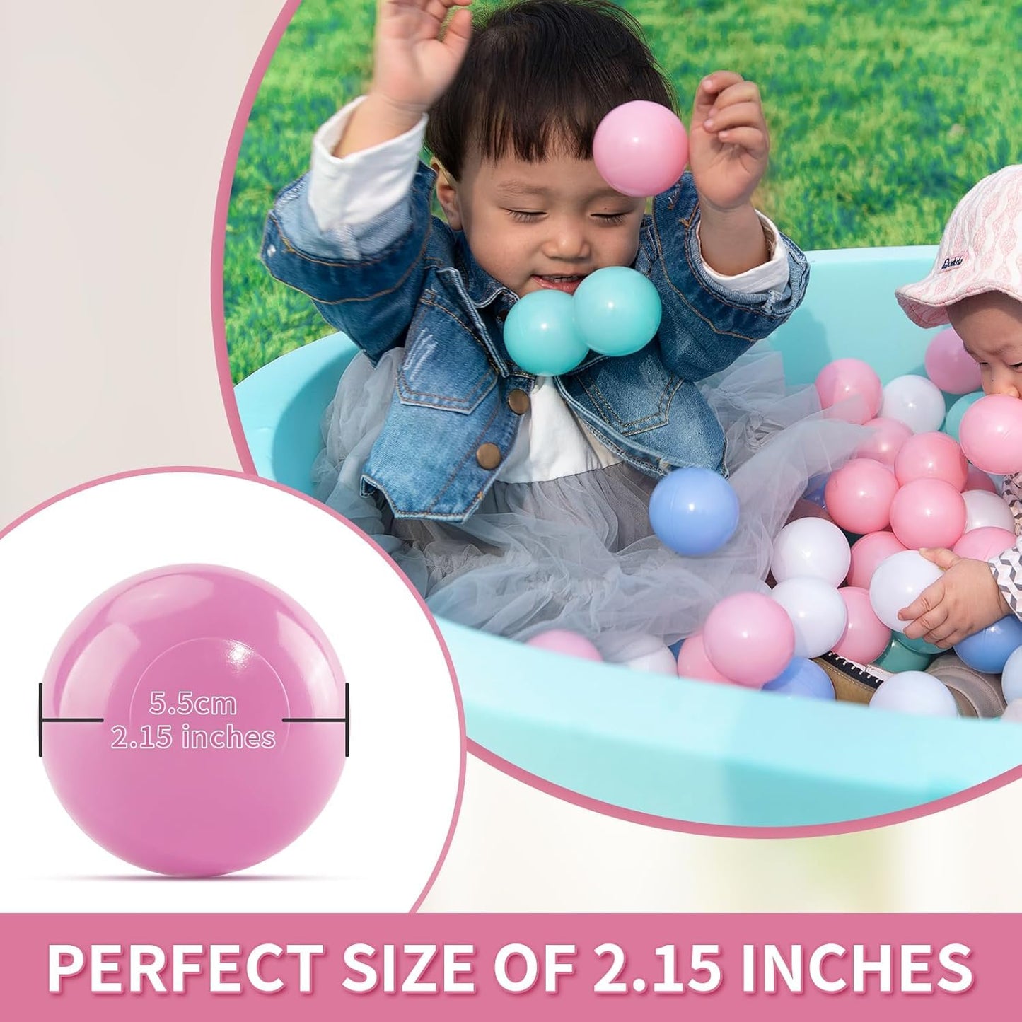 Thenese Pink Ball Pit Balls 100pcs | BPA-Free Soft Plastic Ball Pit Toys for Toddlers