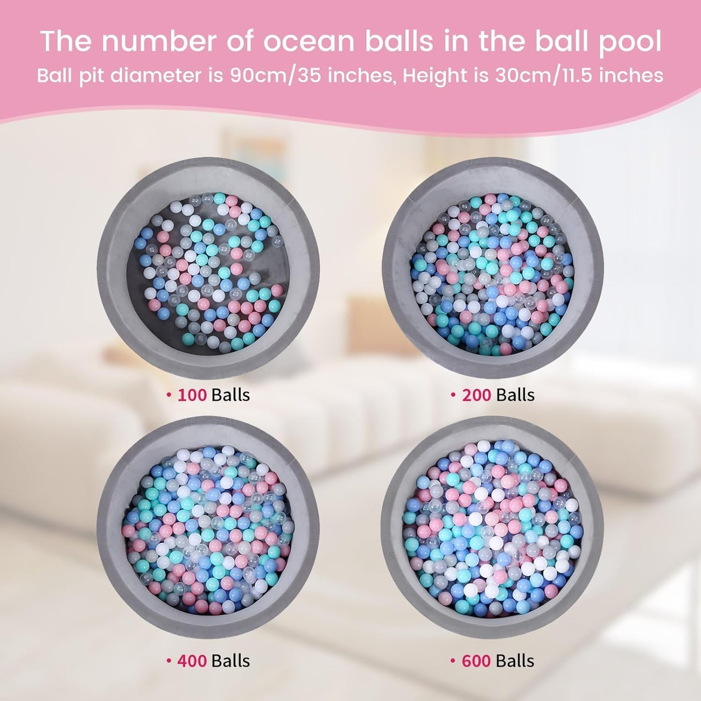 Thenese Pink Ball Pit Balls 100pcs | BPA-Free Soft Plastic Ball Pit Toys for Toddlers