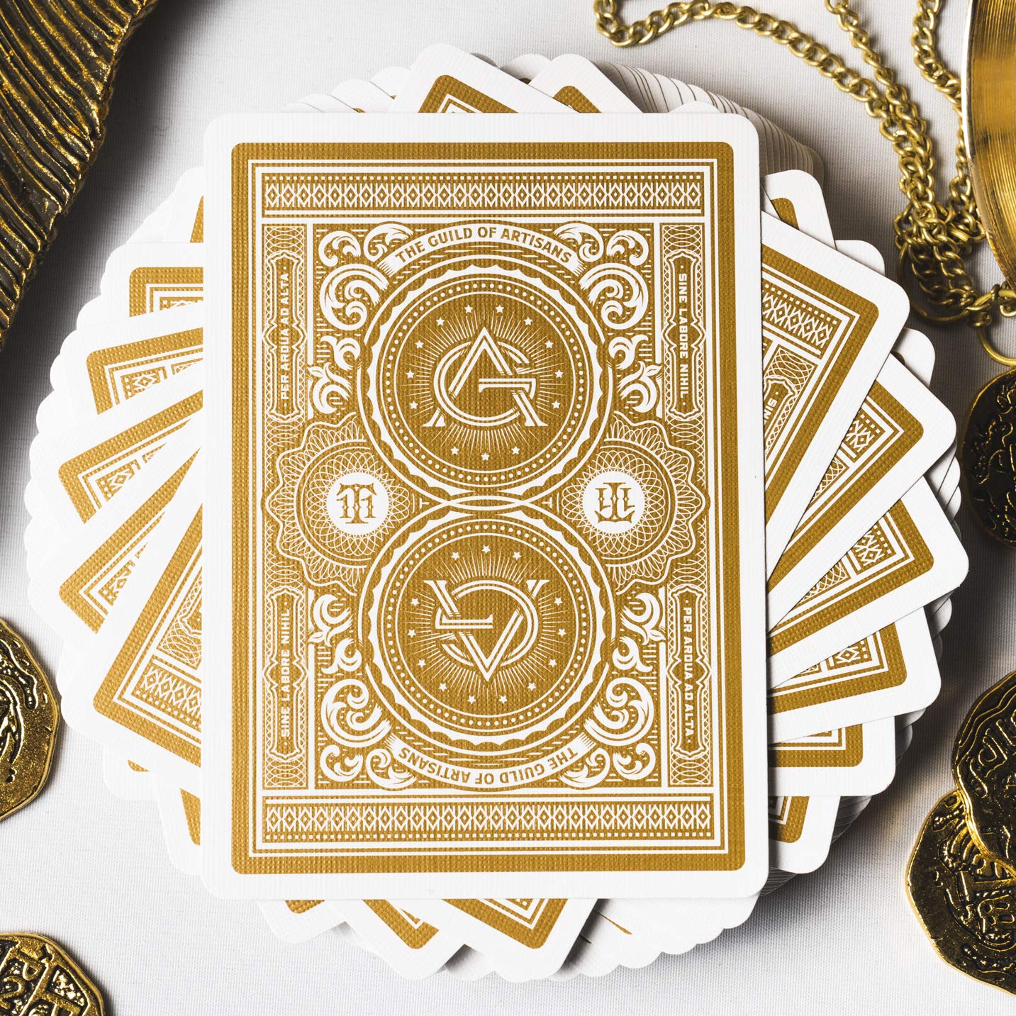 theory11 Artisan Playing Cards White Edition – Luxury Gold Foil on Black Paper