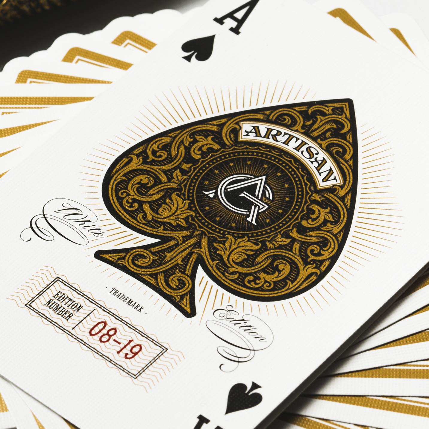 theory11 Artisan Playing Cards White Edition – Luxury Gold Foil on Black Paper